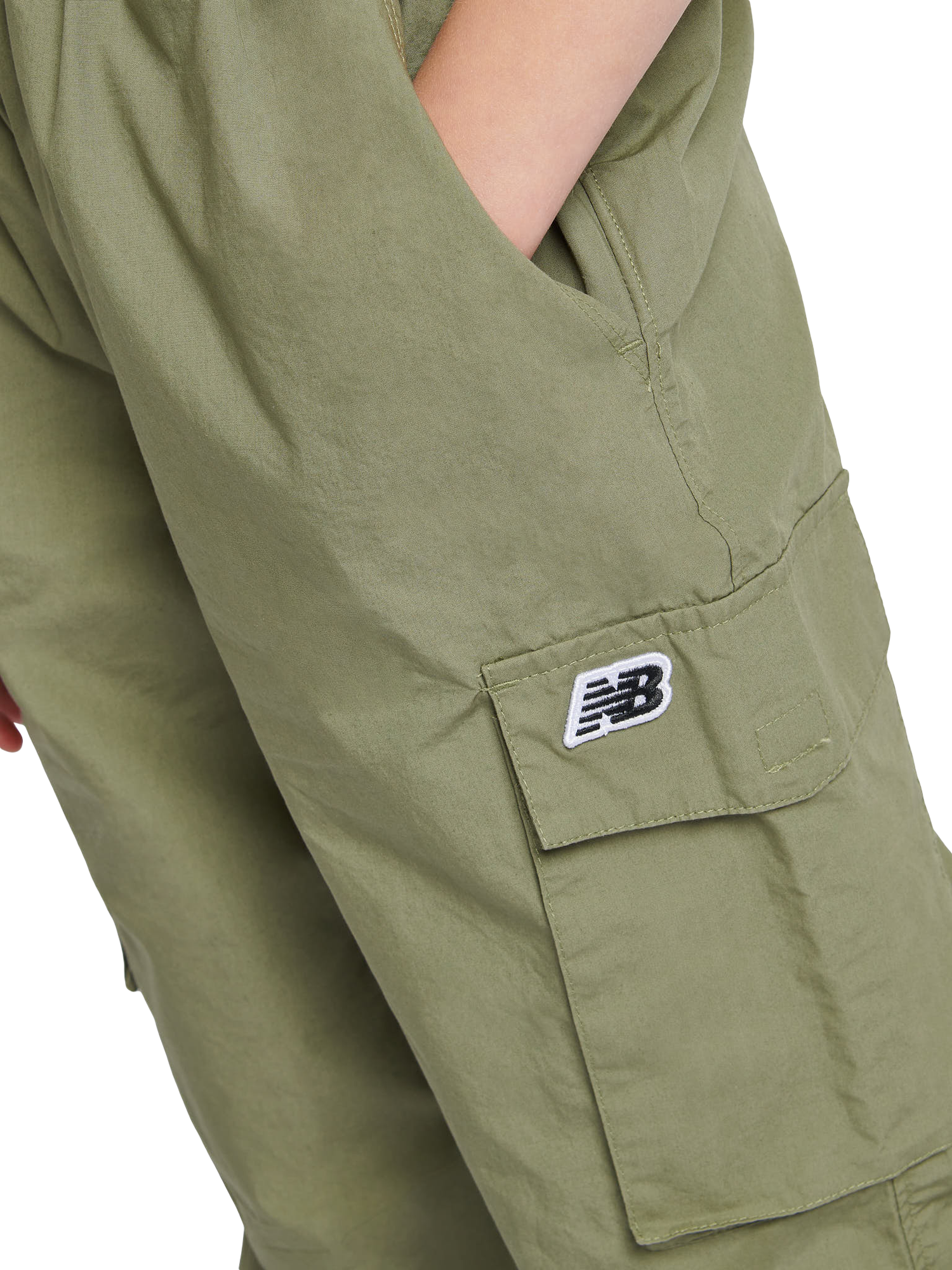 Product image 4 of 10, which shows New Balance Kids' Premium Cotton Cargo Trousers, Dark Olivine, 7-8 years