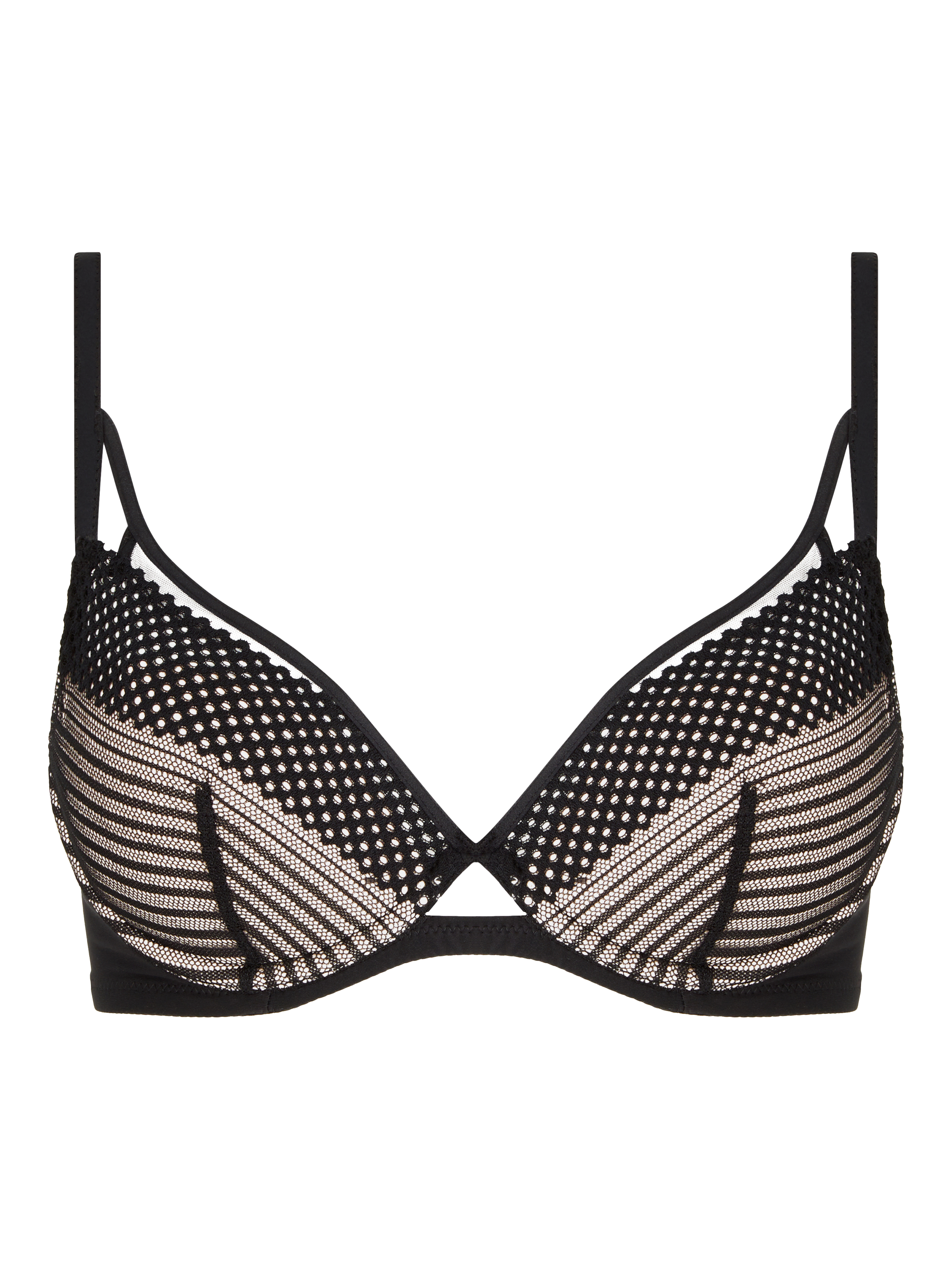 Product image 4 of 4, which shows Chantelle Play Plunge T-Shirt Bra, Black, 30D
