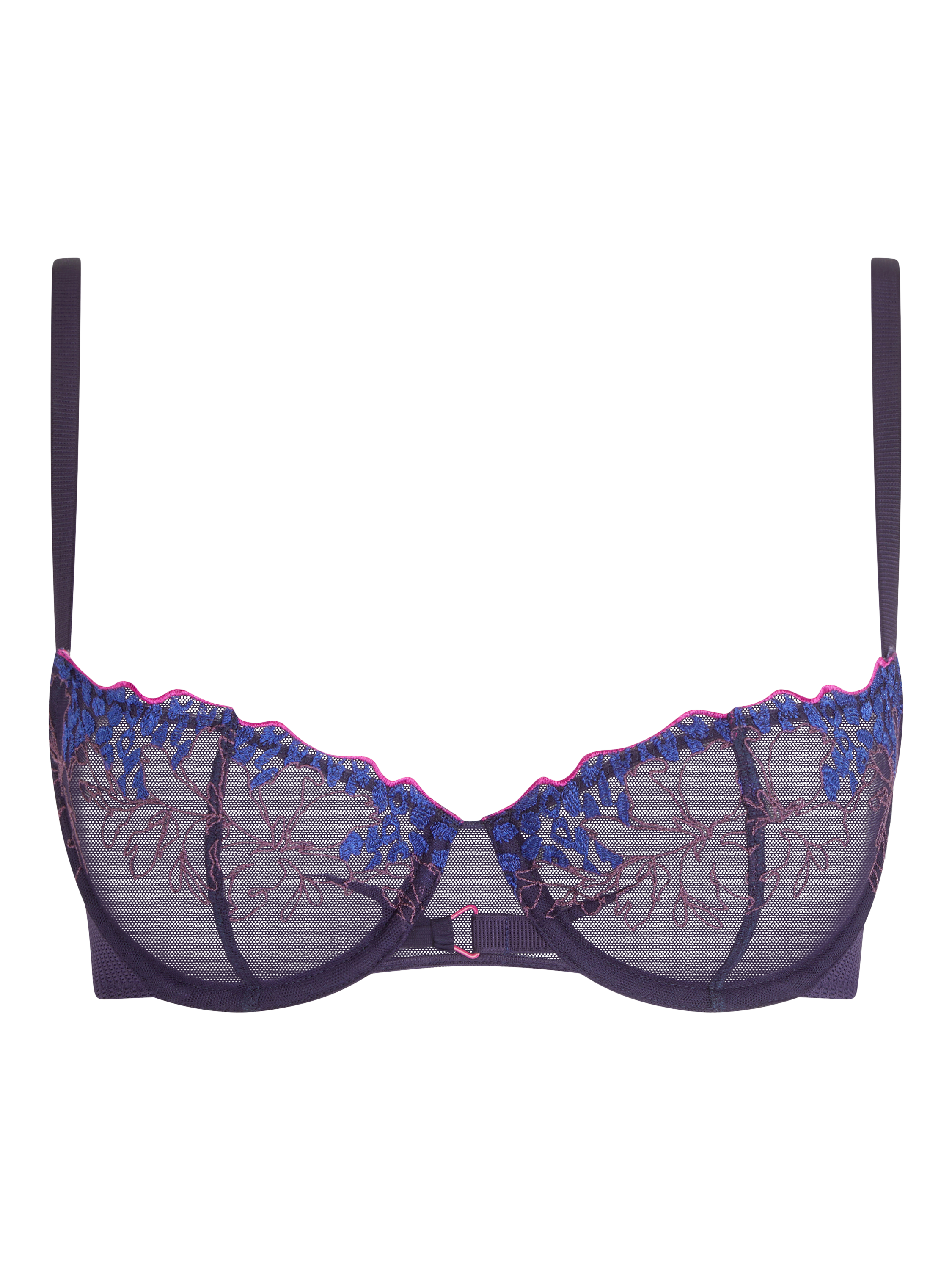 Product image 5 of 5, which shows Chantelle Spice Animal and Floral Embroidered Half Cup Bra, Midnight Blue, 34C