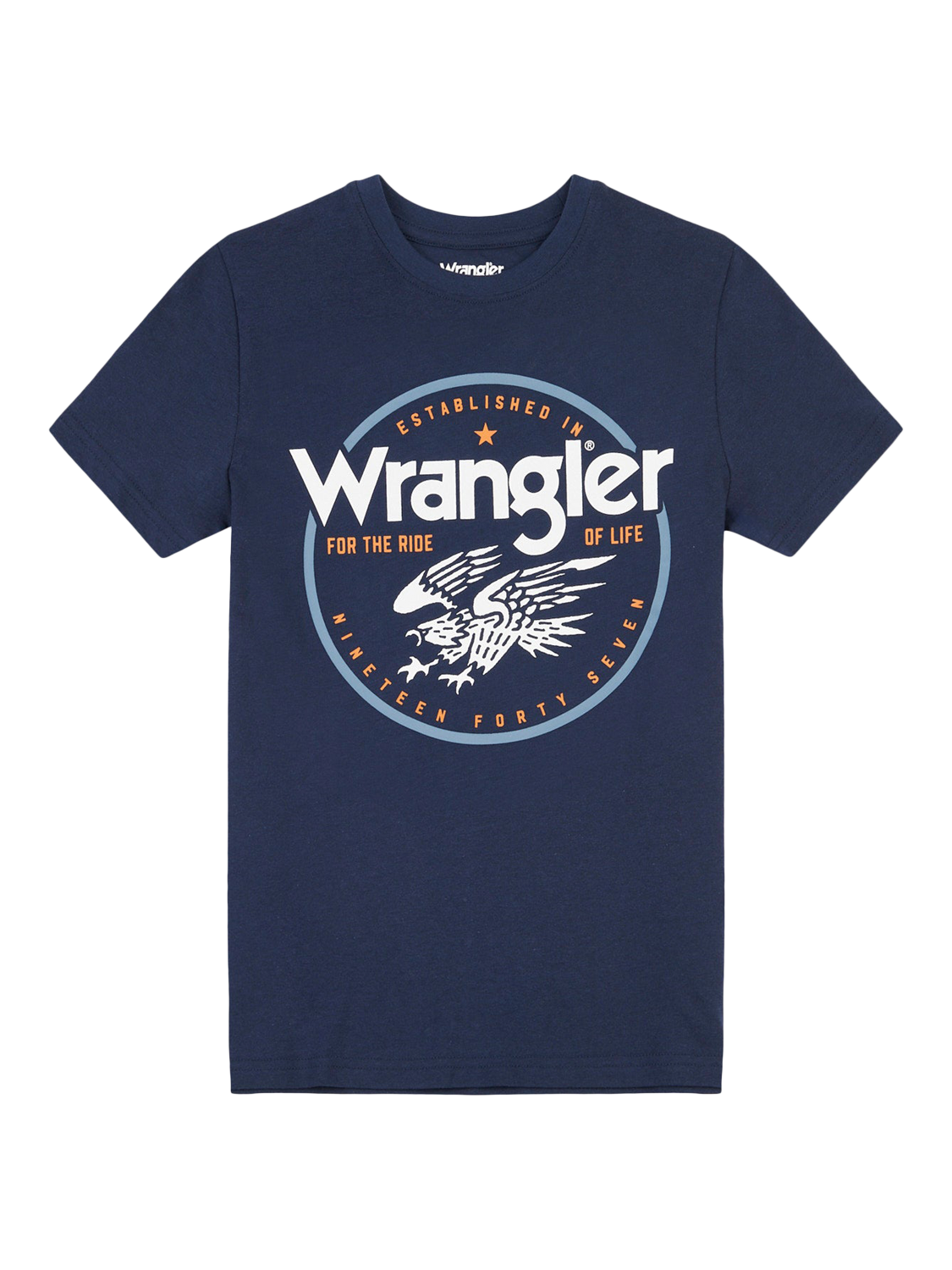 Product image 1 of 3, which shows Wrangler Kids' Eagle Cotton T-Shirt, Navy Blazer, 7-8 years