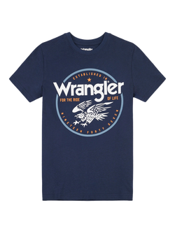 Wrangler Kids' Eagle Cotton T-Shirt, Navy Blazer, Navy Blazer