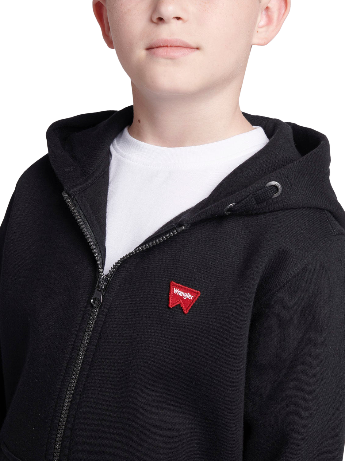 Product image 2 of 9, which shows Wrangler Kids' Festival Badge Zip Up Hoodie, Black, 7-8 years