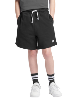 New Balance Kids' French Terry Small Logo Shorts, Caviar