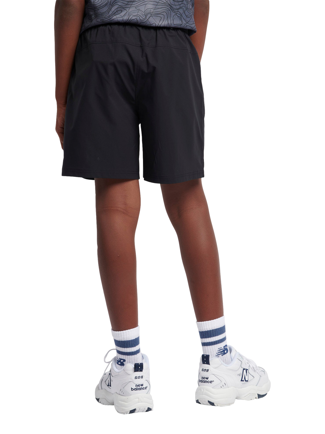 Product image 3 of 5, which shows New Balance Kids' Athletic Shorts, Caviar, 7-8 years