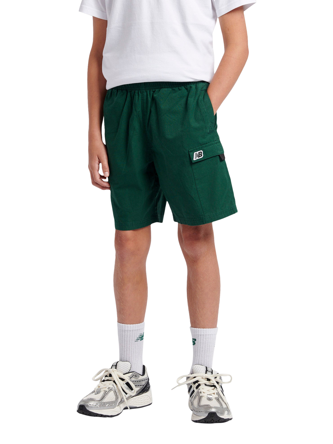 New Balance Kids' Premium Cotton Shorts, Nightwatch Green