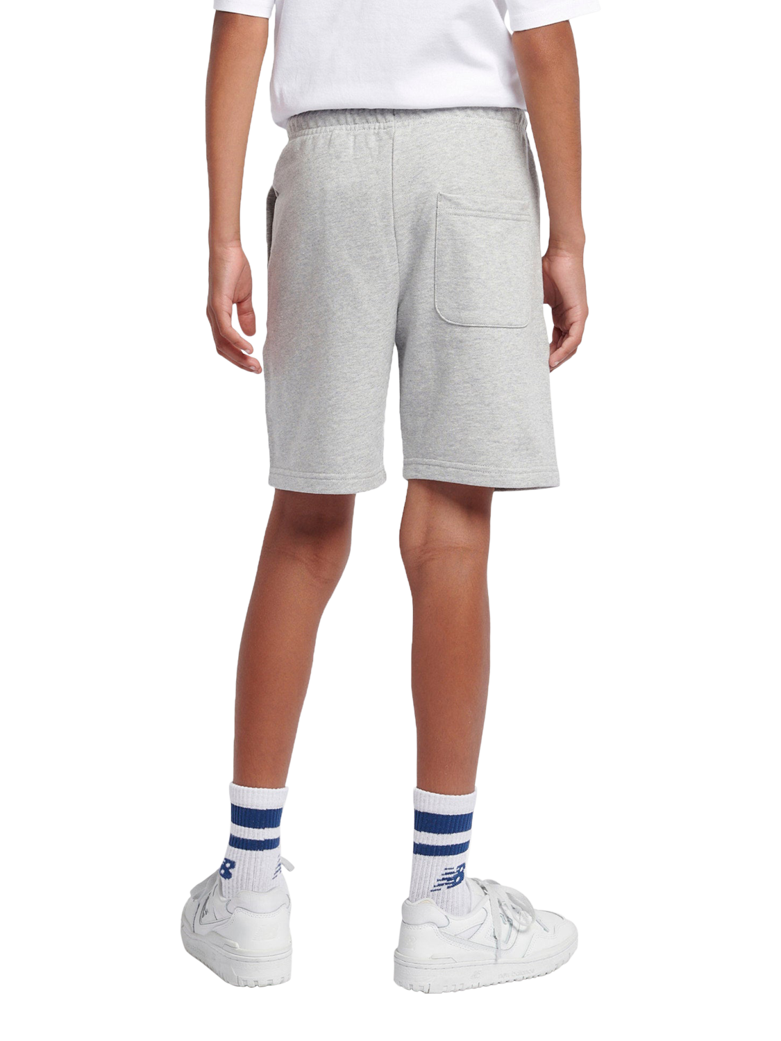 Product image 3 of 8, which shows New Balance Kids' Stacked Logo Shorts, Athletic Grey Heather, 3-4 years