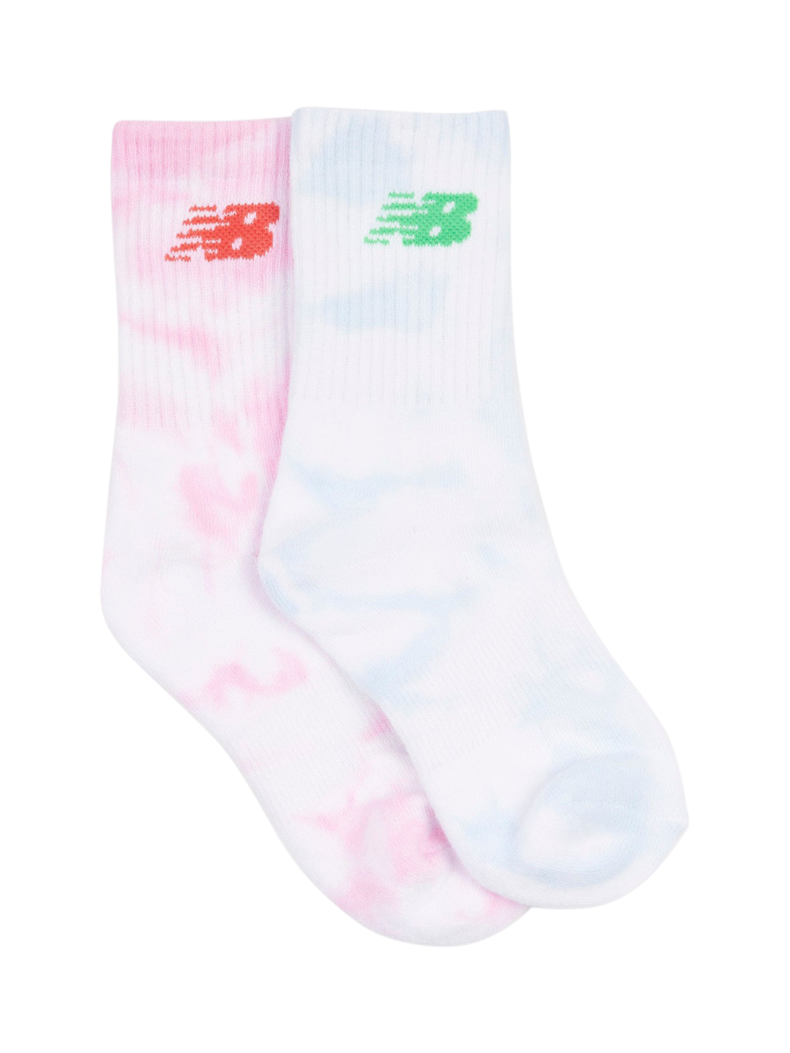New Balance Kids' Dye Effect Socks, Pack of 2, Light Raspberry/Multi