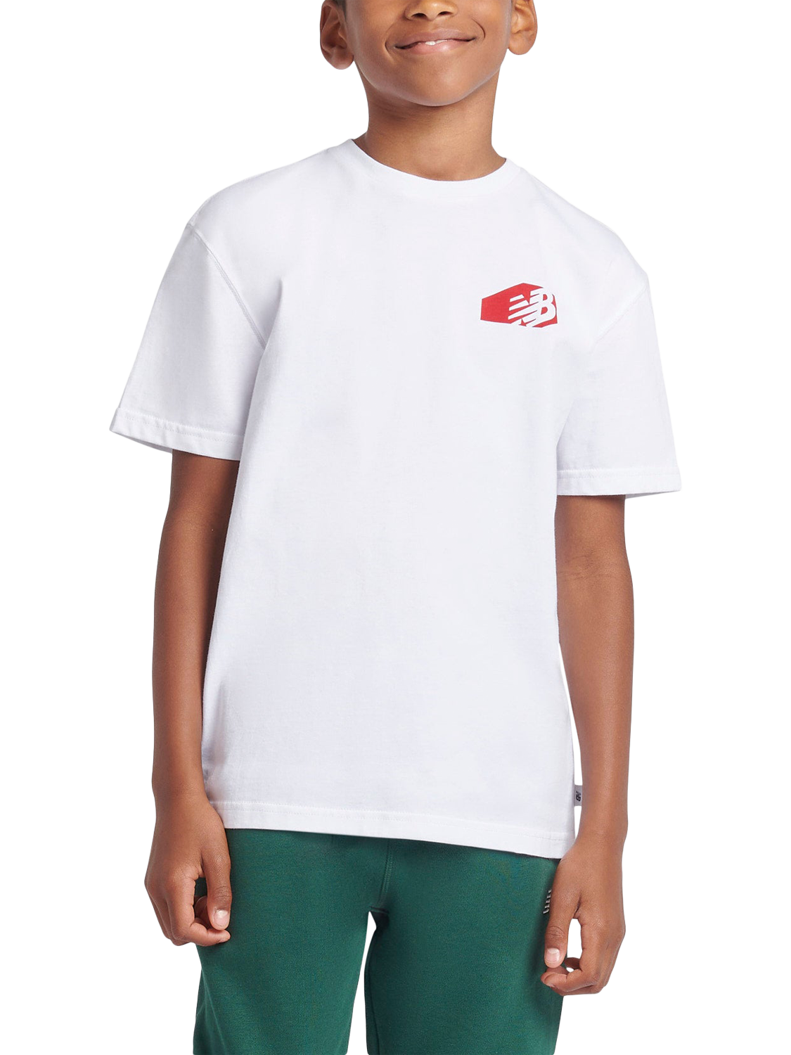 Product image 1 of 10, which shows New Balance Kids' Authentic Branded T-Shirt, Bright White, 7-8 years