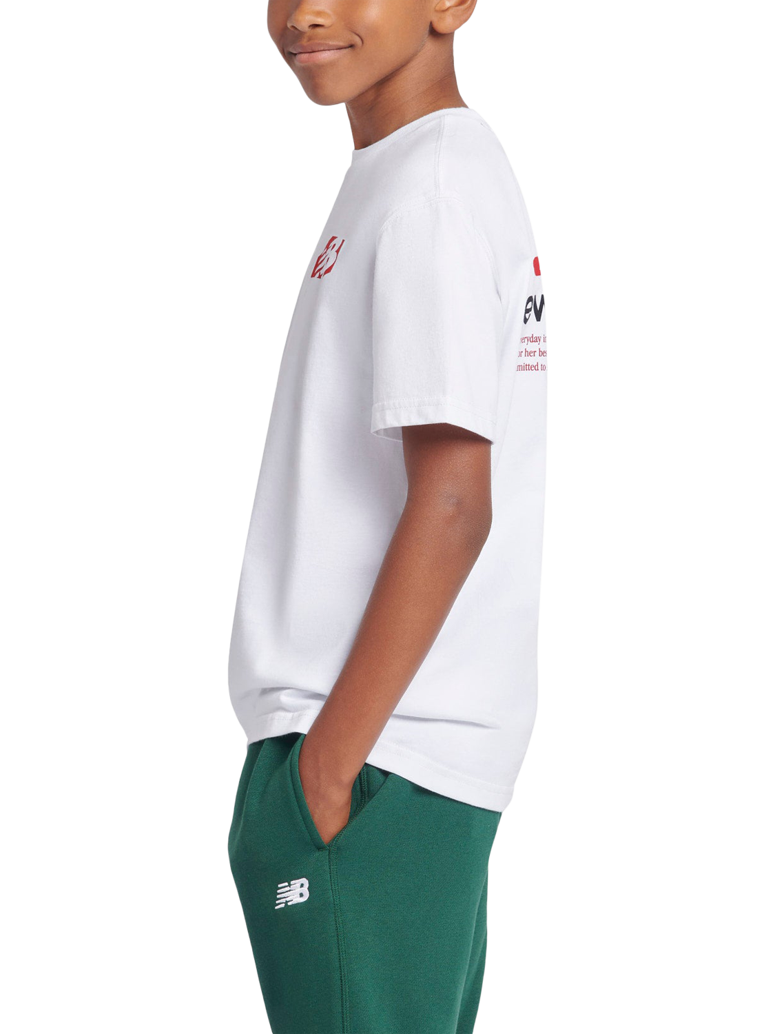 Product image 2 of 10, which shows New Balance Kids' Authentic Branded T-Shirt, Bright White, 7-8 years