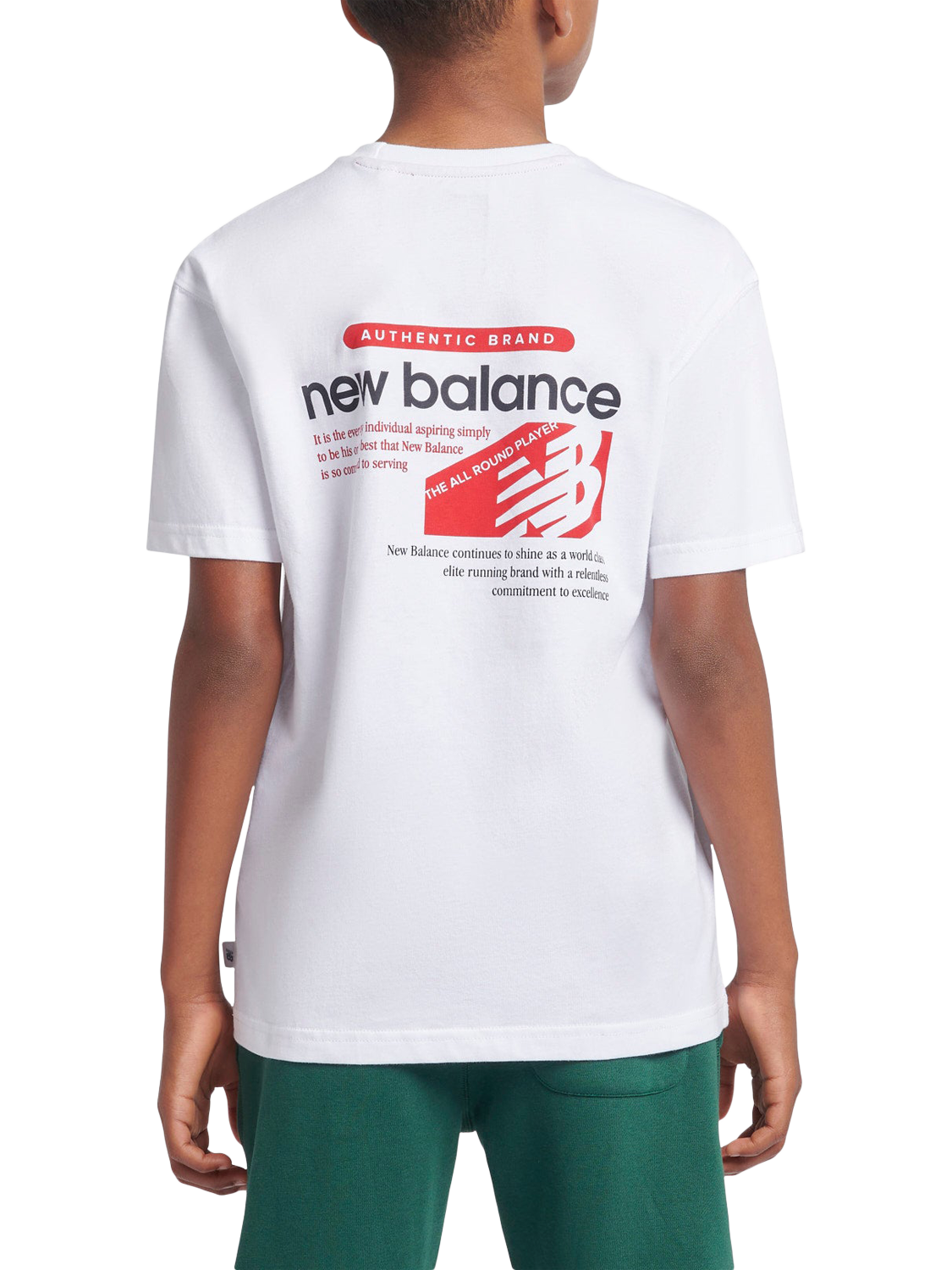 Product image 3 of 10, which shows New Balance Kids' Authentic Branded T-Shirt, Bright White, 7-8 years