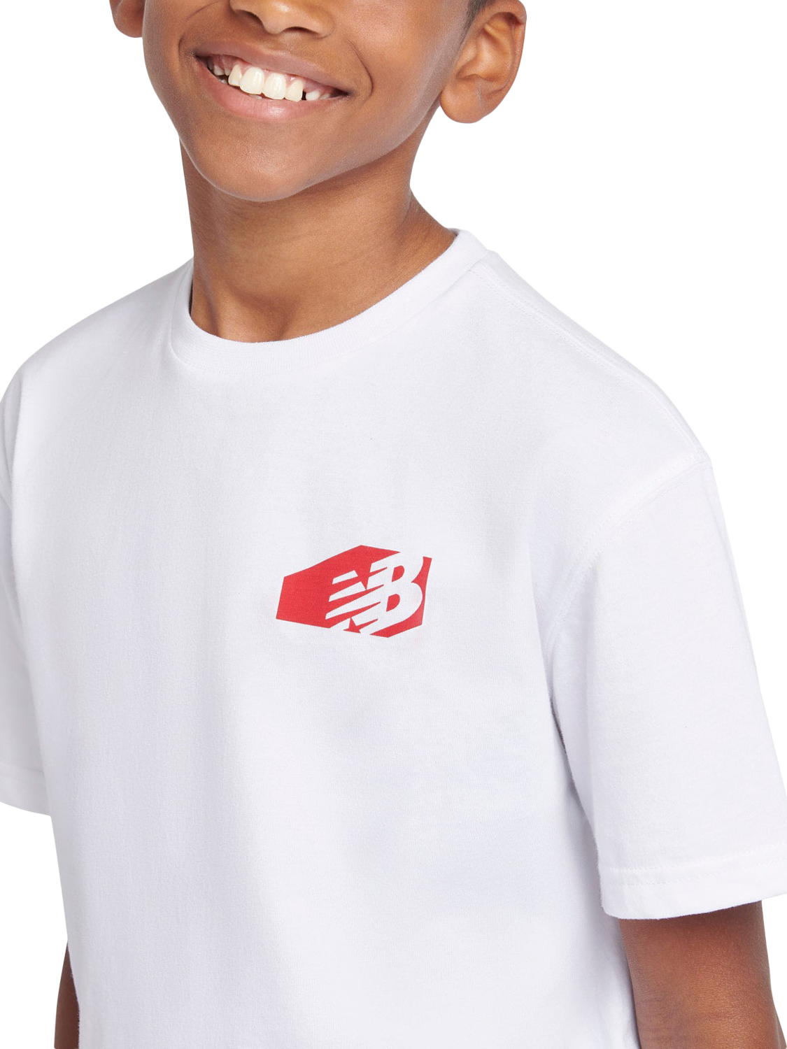 Product image 4 of 10, which shows New Balance Kids' Authentic Branded T-Shirt, Bright White, 7-8 years