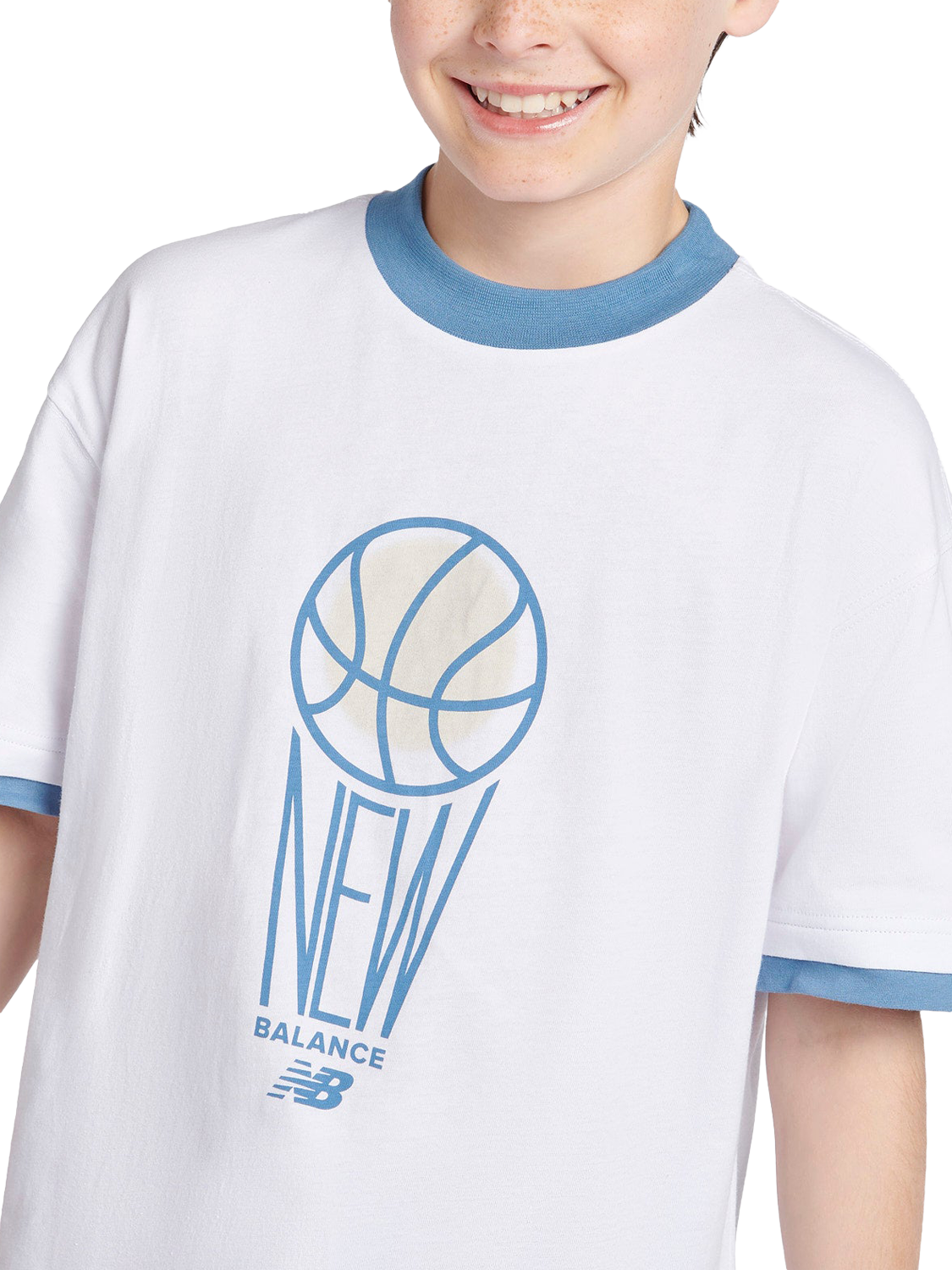 Product image 4 of 8, which shows New Balance Kids' Hoops Graphic T-Shirt, Bright White, 7-8 years