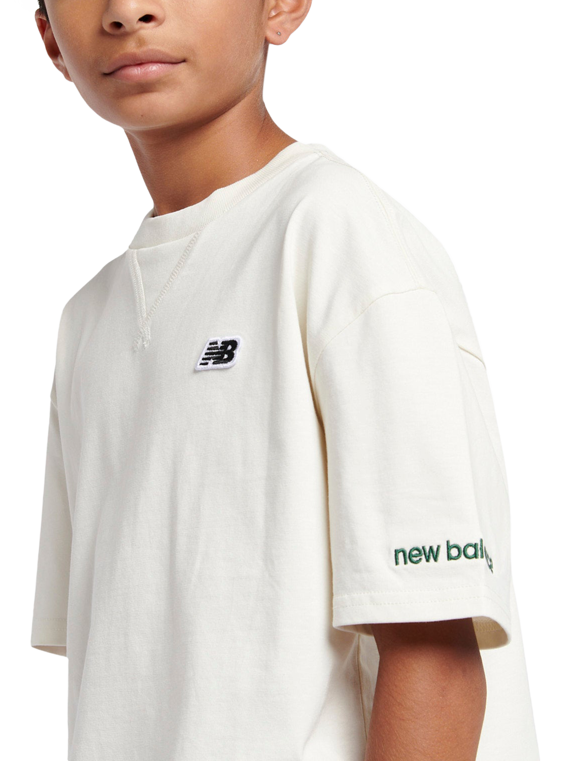 Product image 4 of 8, which shows New Balance Kids' Premium Cotton T-Shirt, Sea Salt, 7-8 years