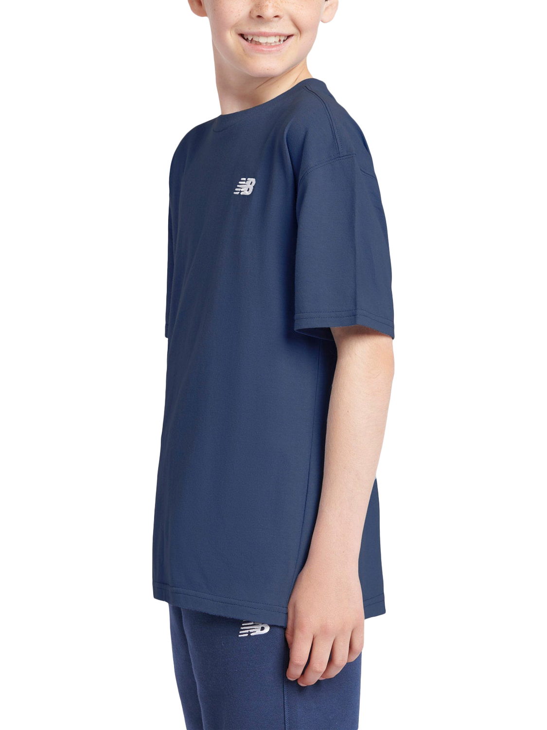 Product image 2 of 8, which shows New Balance Kids' Small Logo T-Shirt, Navy, 7-8 years