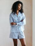 Chelsea Peers Stripe Organic Cotton Pyjama Set, Blue