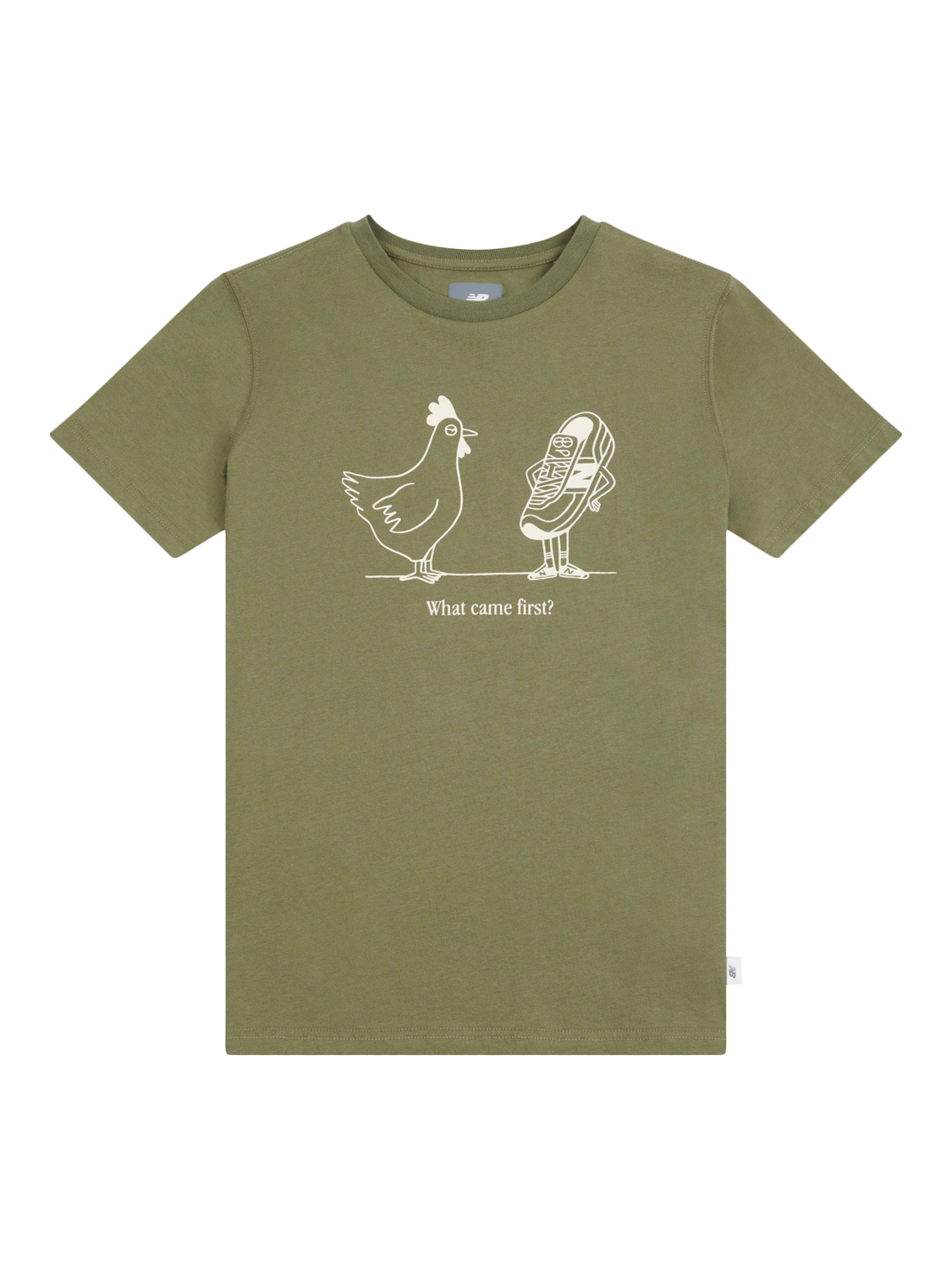Product image 6 of 8, which shows New Balance Kids' What Came First T-Shirt, Dark Olivine, 7-8 years