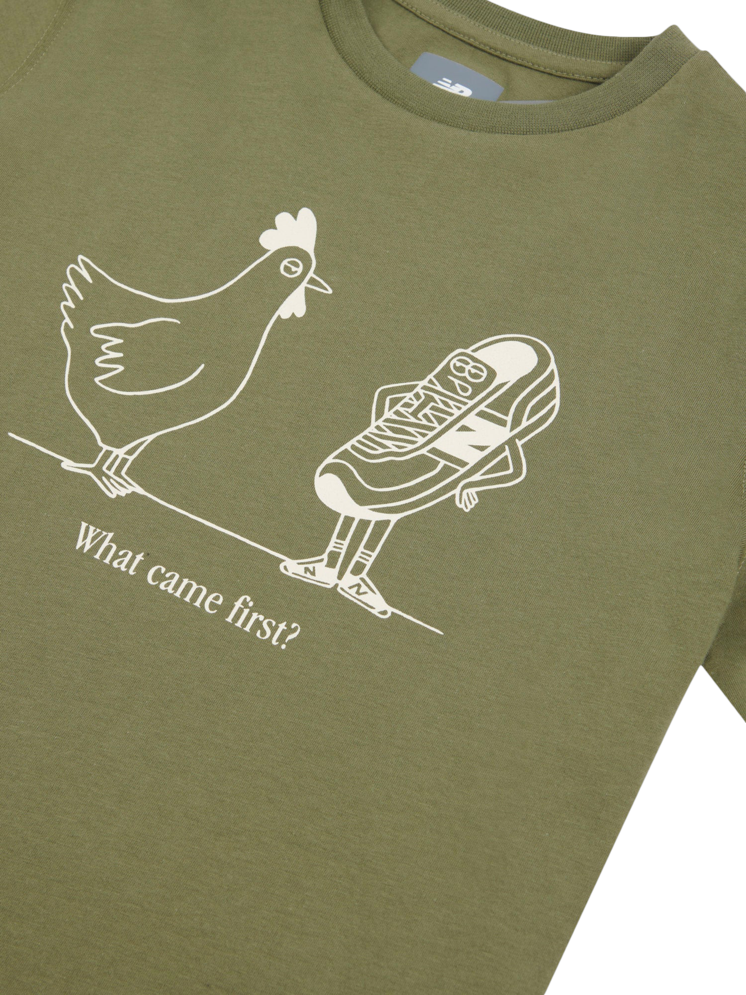 Product image 8 of 8, which shows New Balance Kids' What Came First T-Shirt, Dark Olivine, 7-8 years
