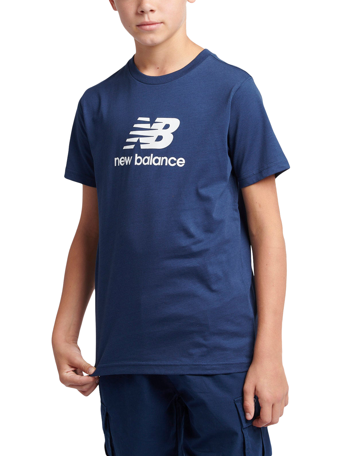 Product image 1 of 8, which shows New Balance Kids' Logo T-Shirt, Navy, 3-4 years