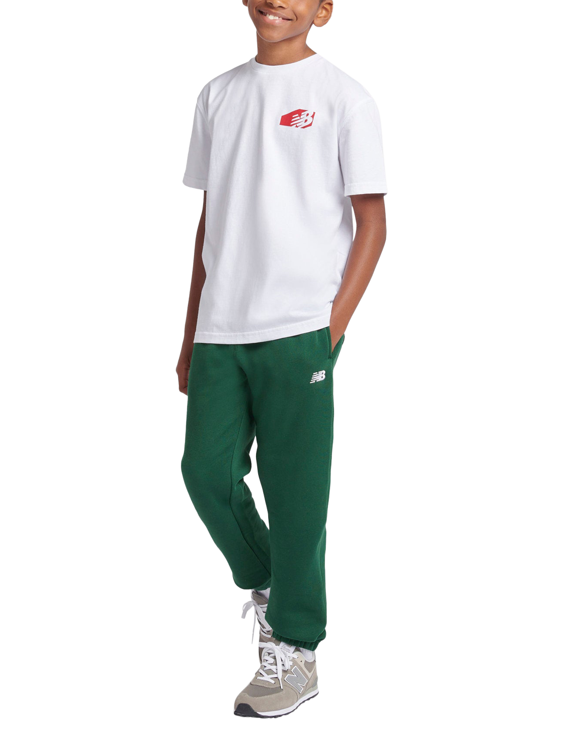 Product image 6 of 9, which shows New Balance Kids' Small Logo Joggers, Nightwatch Green, 7-8 years