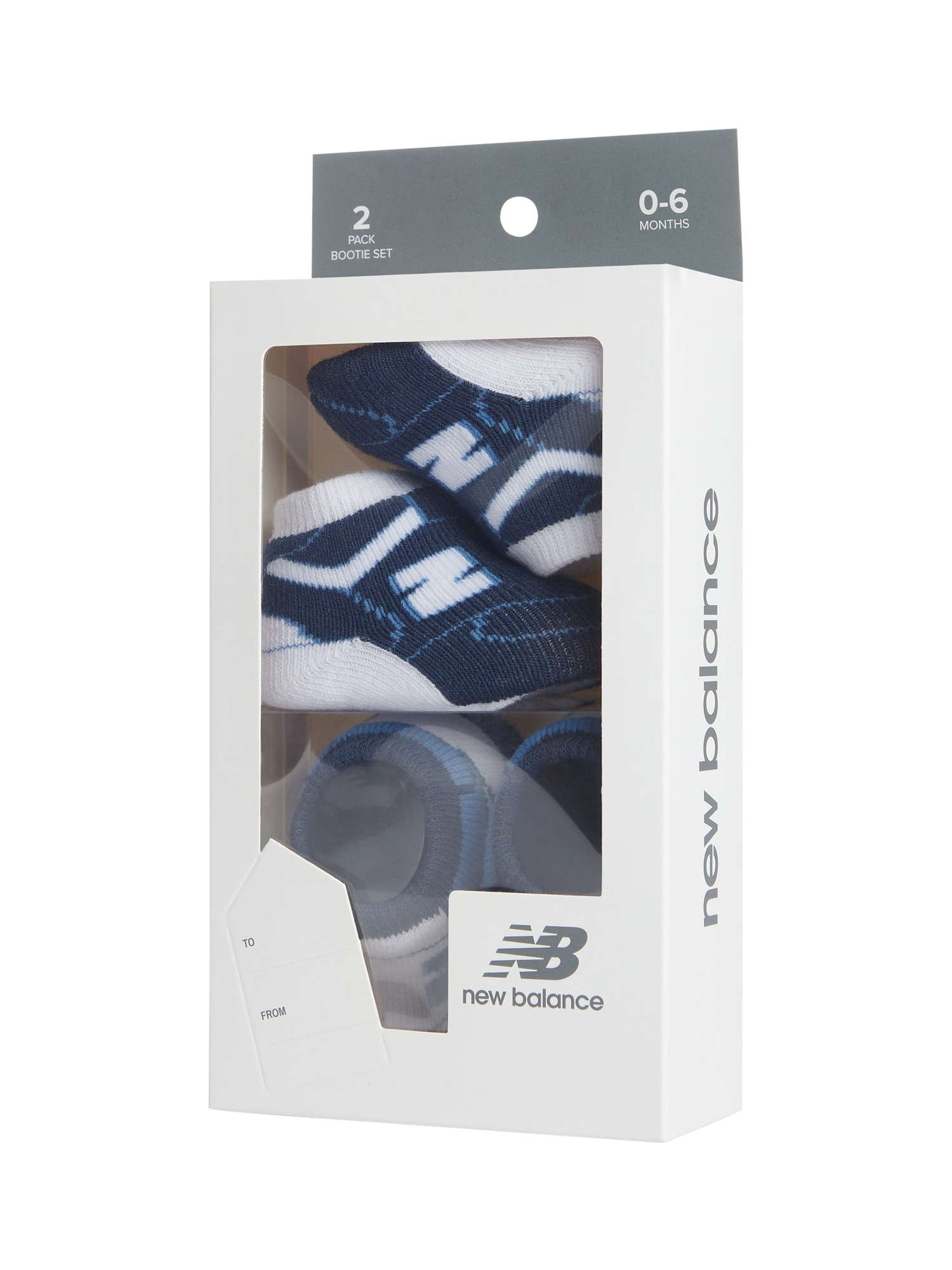 Product image 1 of 4, which shows New Balance Baby Bootie Set, Pack of 2, Navy, 0-6 months