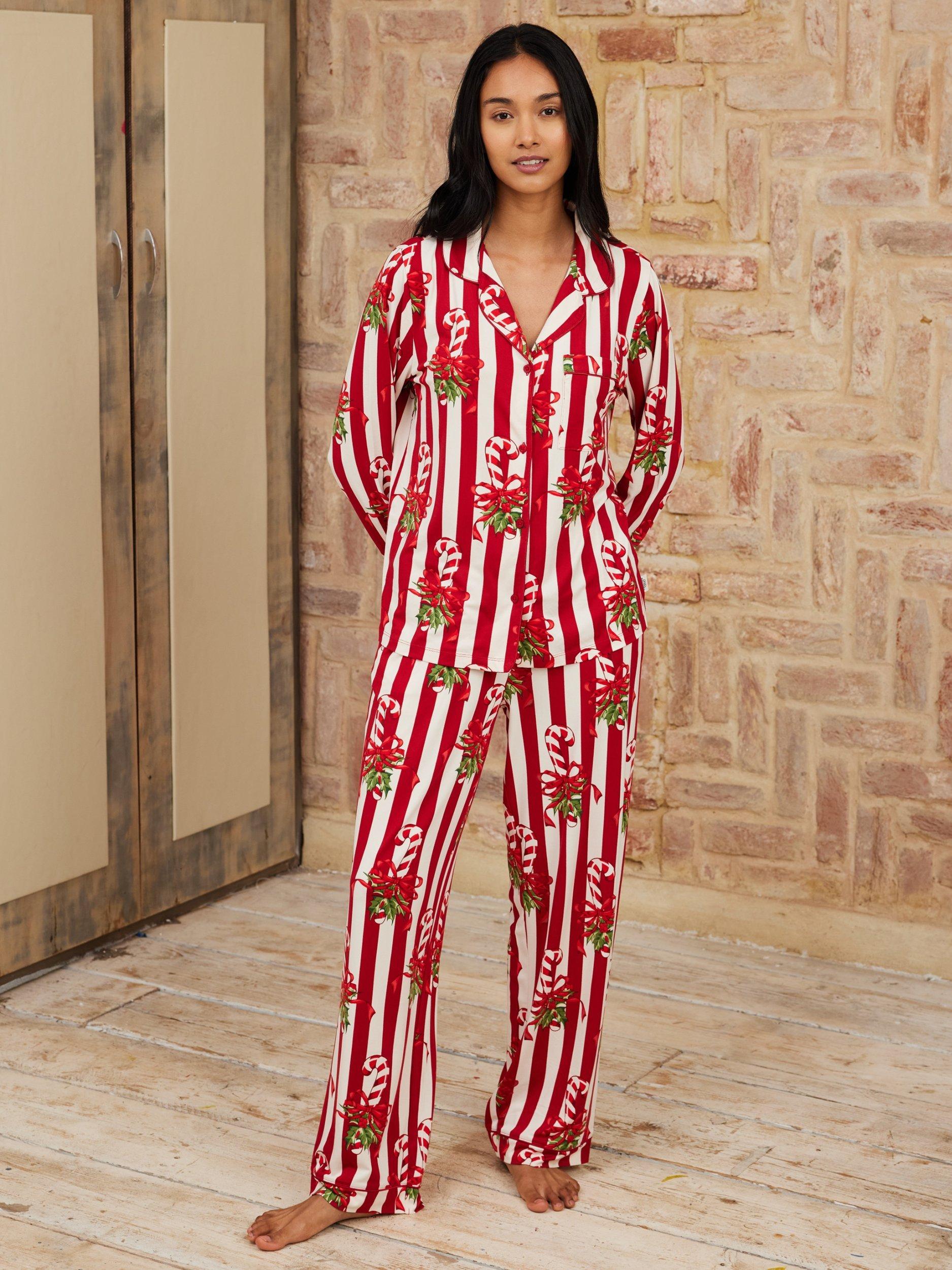 Chelsea Peers Christmas Candy Canes Pyjama Set, Red