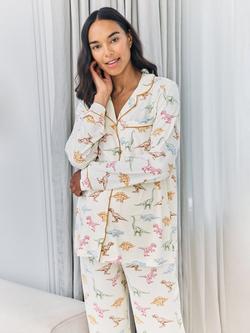 Chelsea Peers Dinosaur Maternity Pyjama Set, Off White/Multi - view 2, Off White/Multi