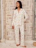 Chelsea Peers Plus Size Dinosaur Pyjama Set, Off White/Multi