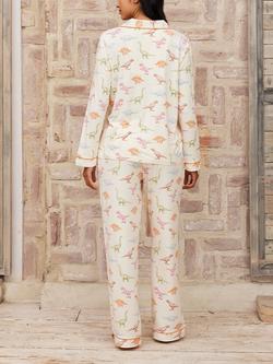 Chelsea Peers Dinosaur Long Pyjama Set, Off White - view 2, Off White