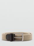 Mango Elastic Woven Belt, Light Beige