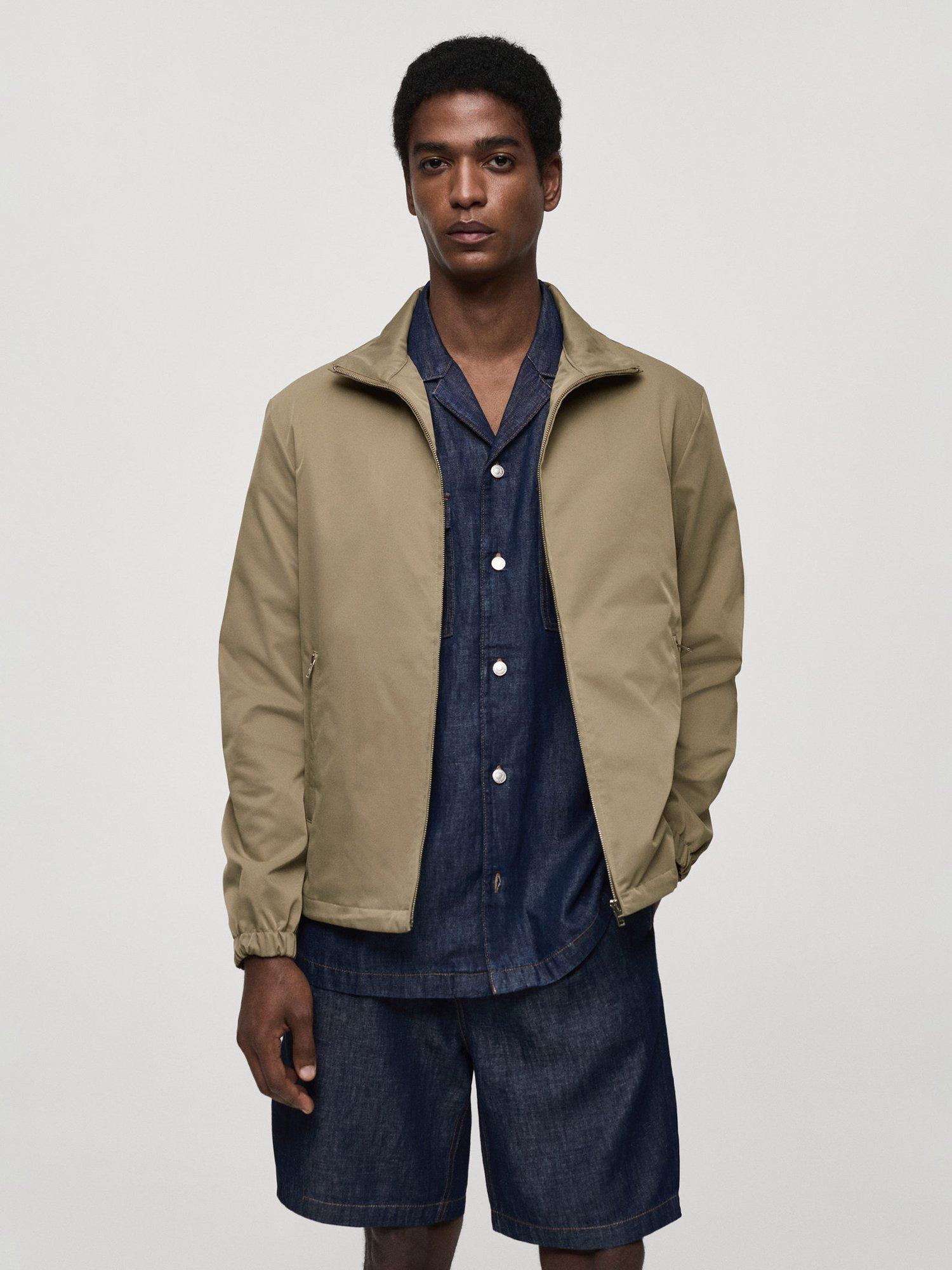 Mango Teo Water Repellent Bomber Jacket, Beige
