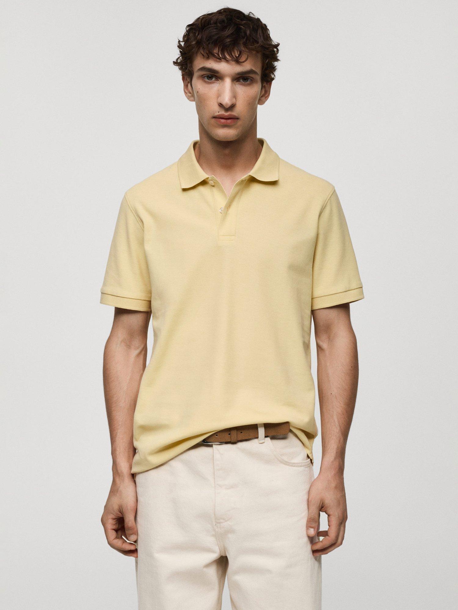 Mango Rea Cotton Piquet Polo Shirt, Yellow