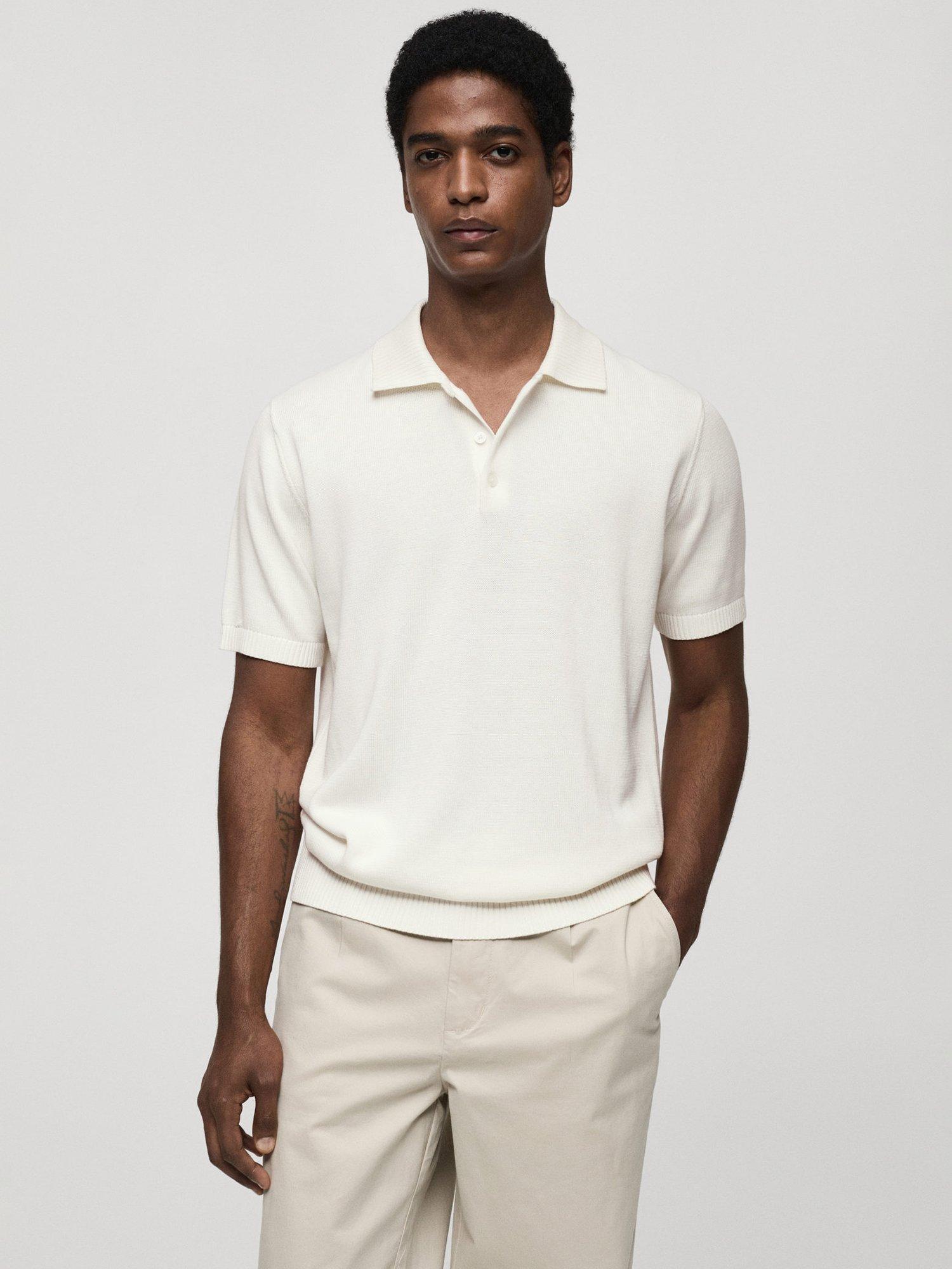 Mango Toro Cotton Polo Shirt, Natural White