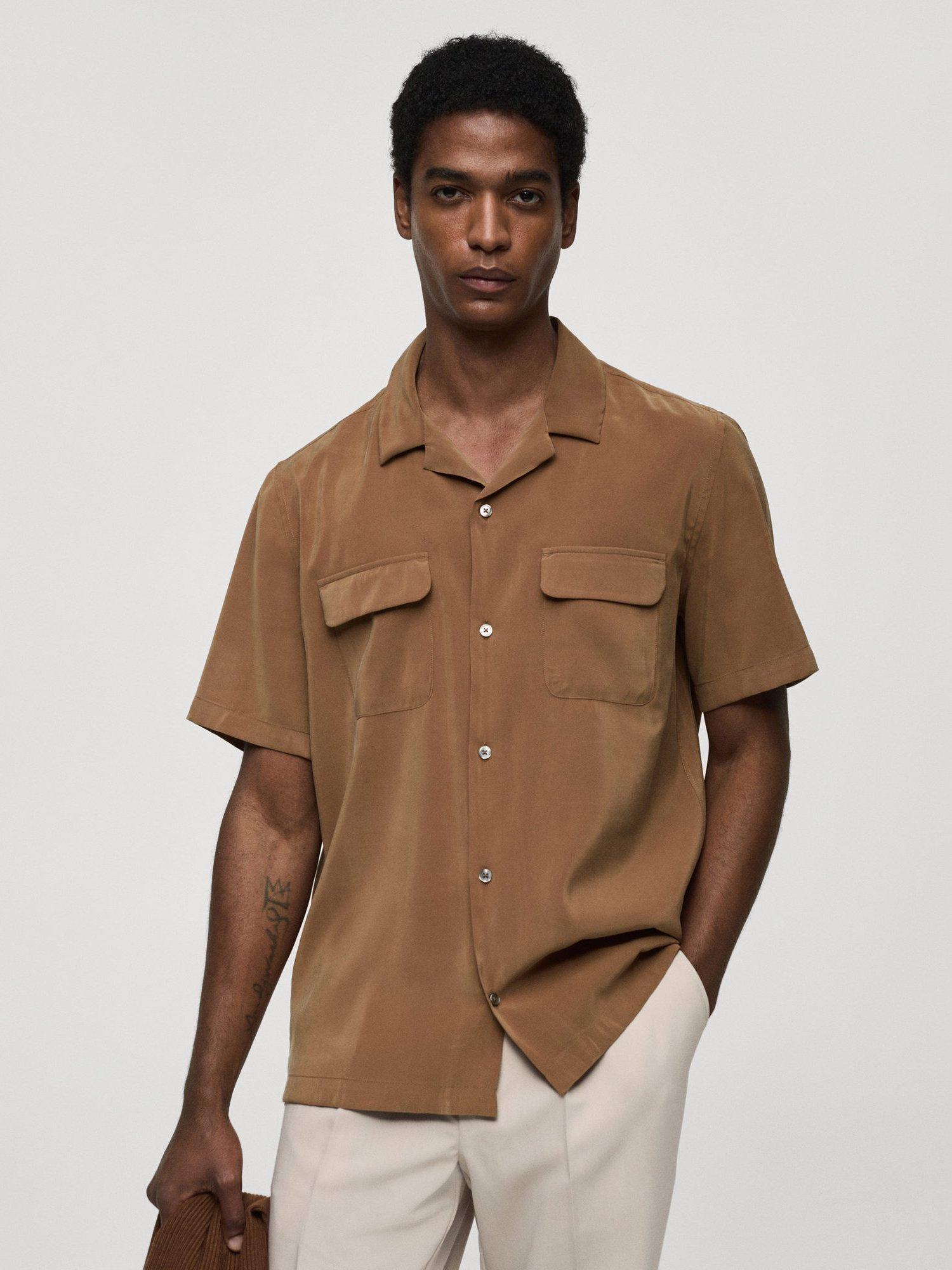 Mango Lucca Short Sleeve Shirt, Medium Orange