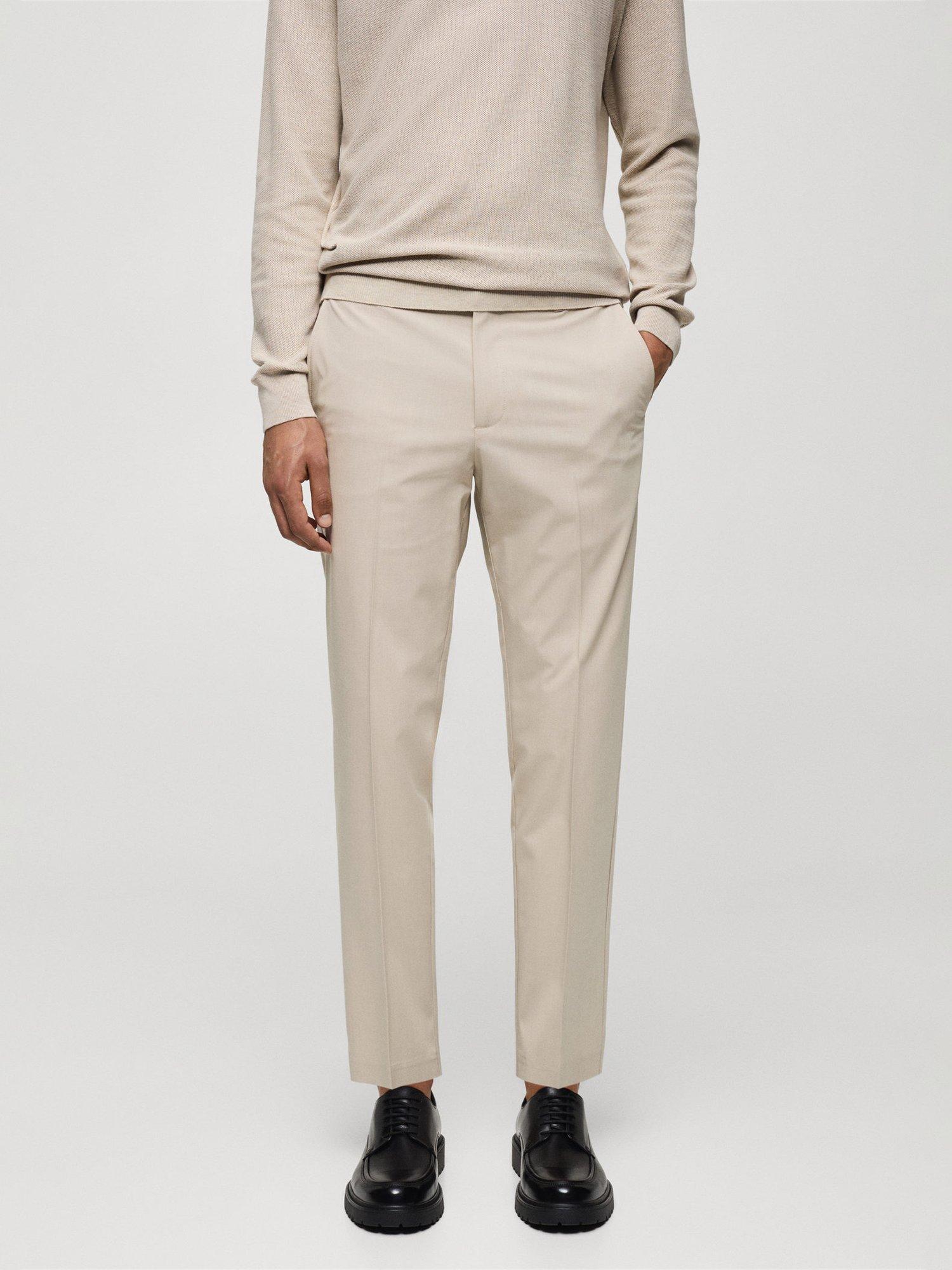 Mango Bologna Straight Leg Trousers, Light Beige