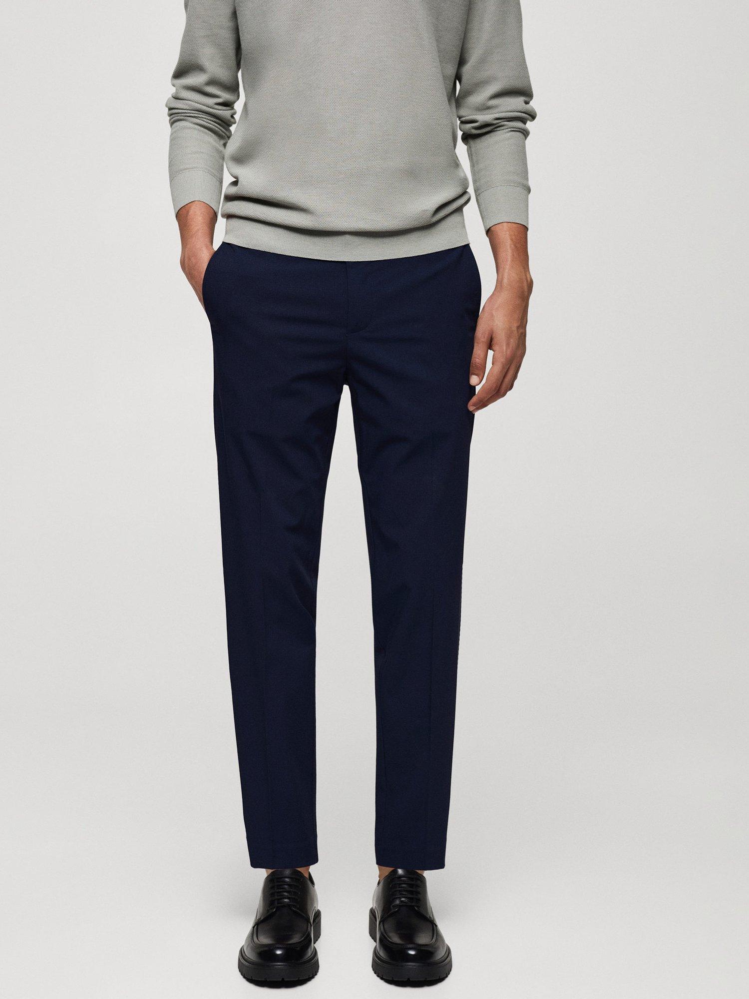 Product image 1 of 8, which shows Mango Bologna Straight Leg Trousers, Navy, 31