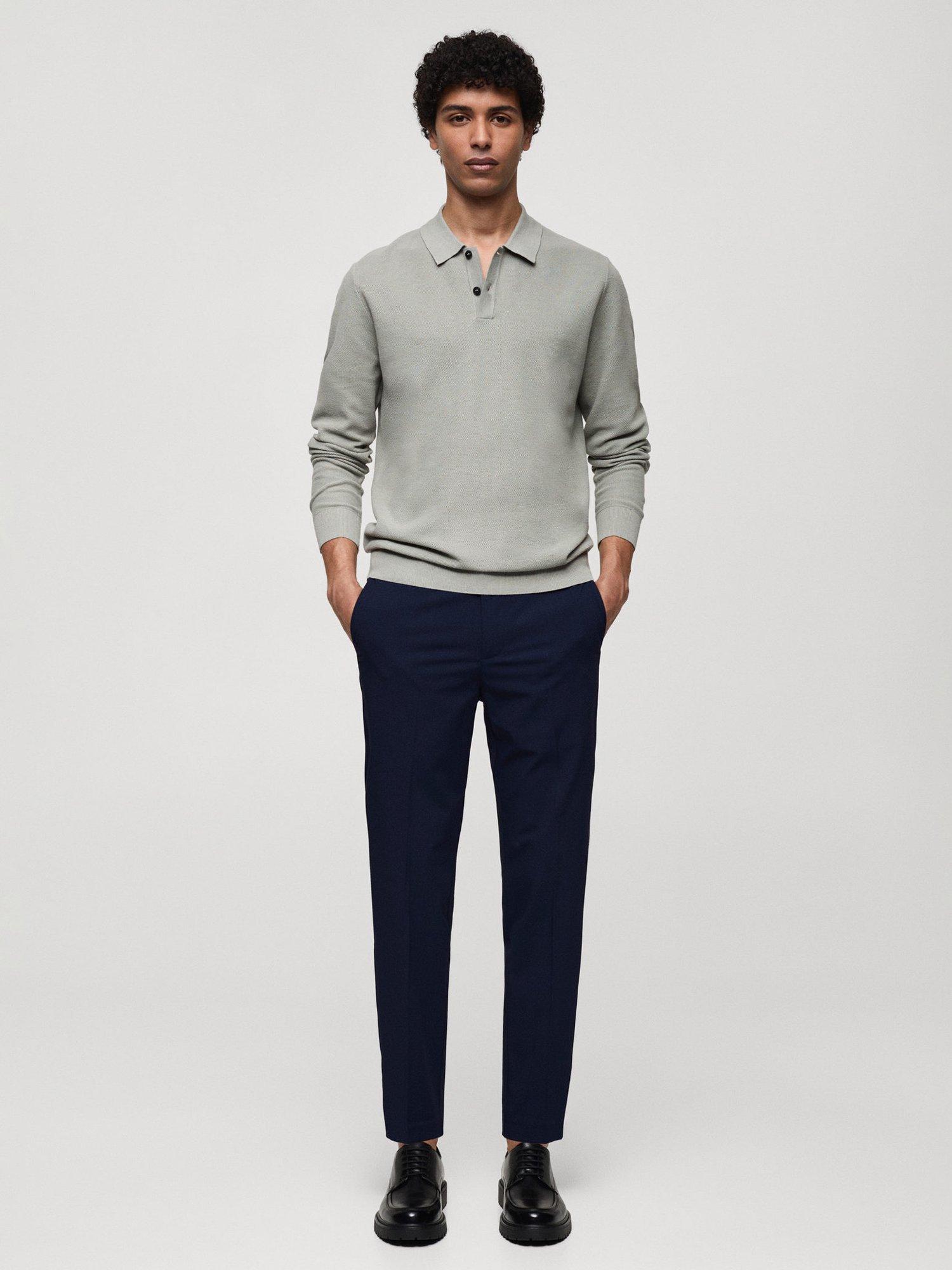 Product image 2 of 8, which shows Mango Bologna Straight Leg Trousers, Navy, 31