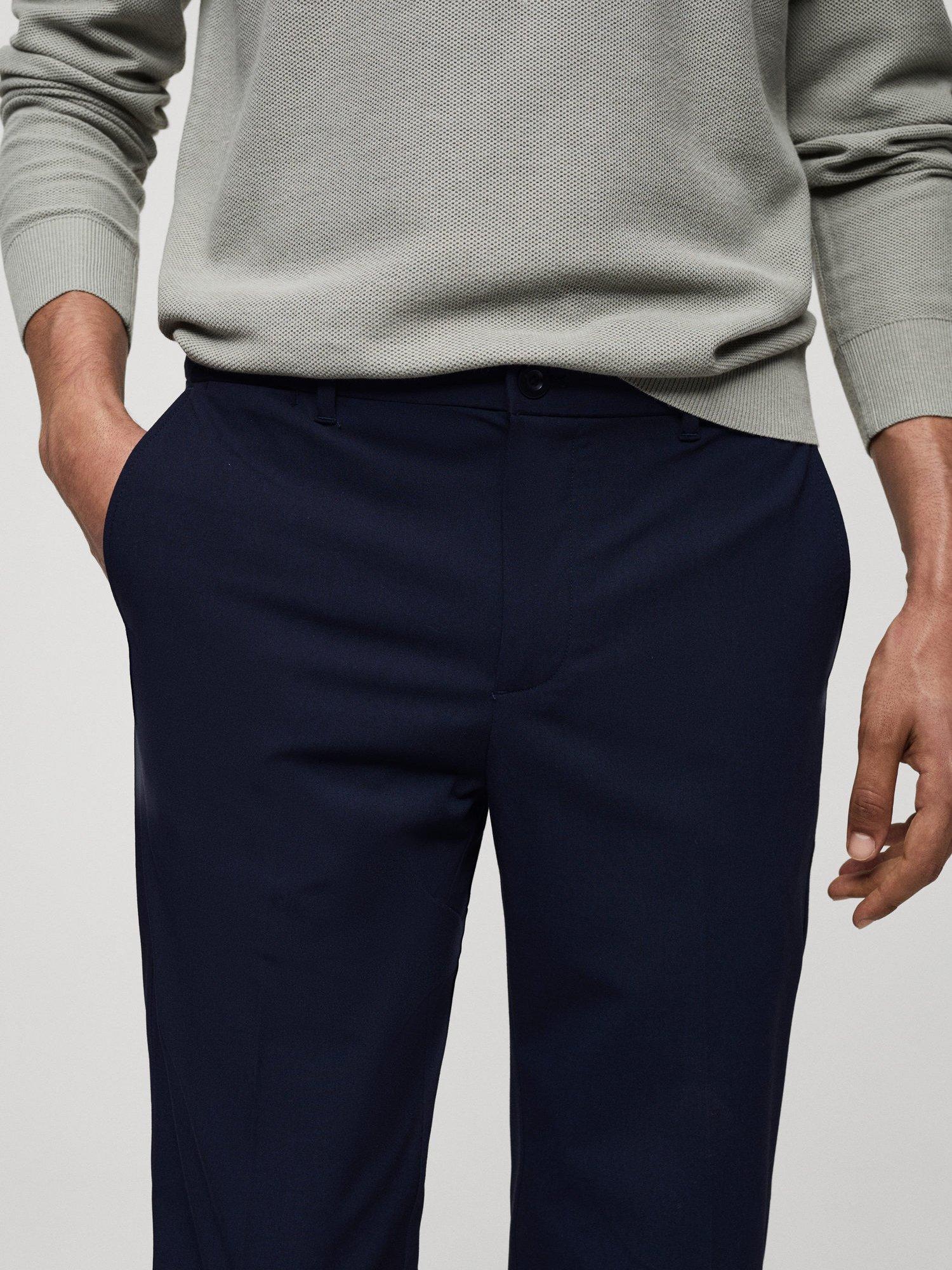 Product image 6 of 8, which shows Mango Bologna Straight Leg Trousers, Navy, 31
