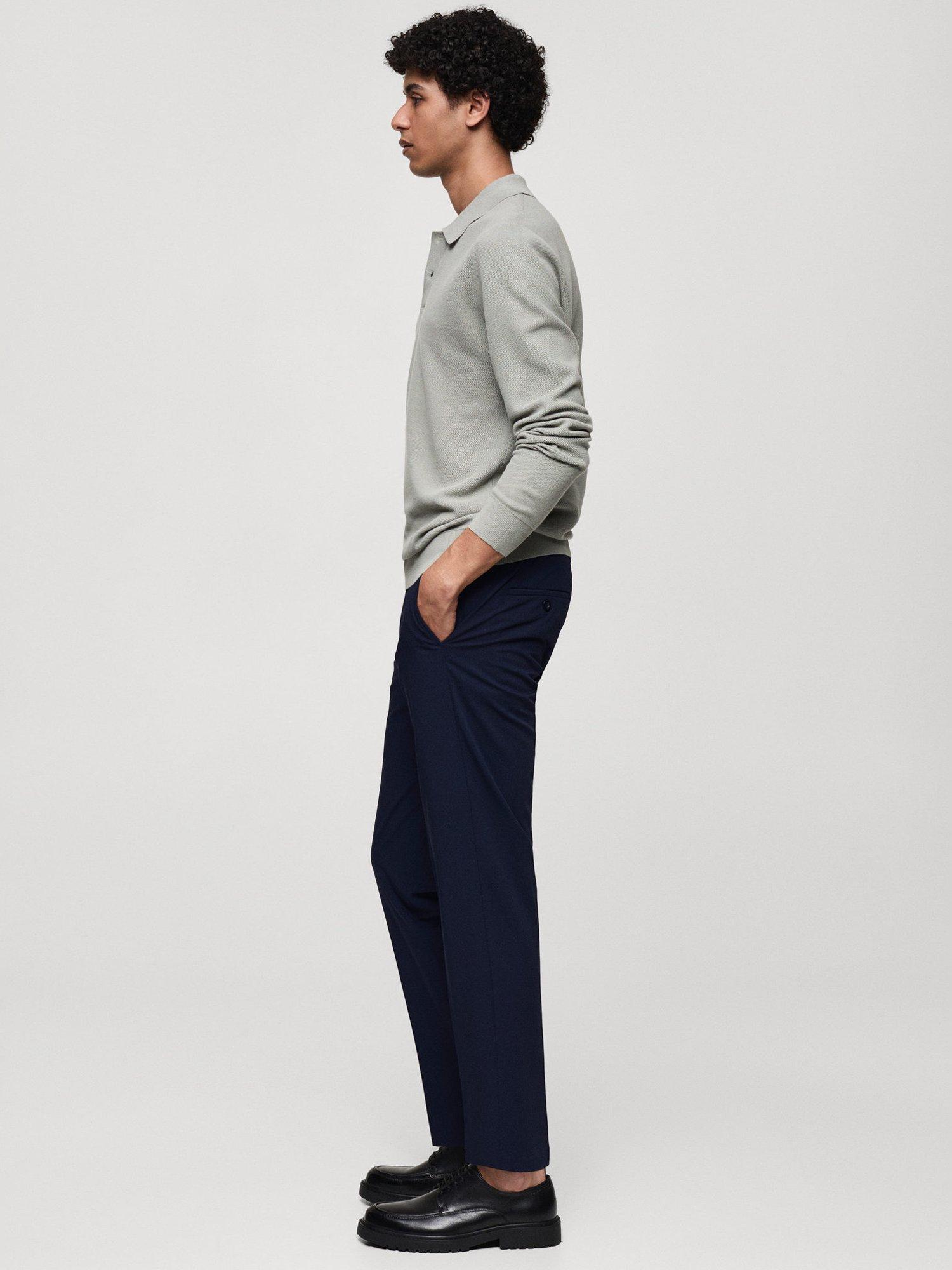 Product image 7 of 8, which shows Mango Bologna Straight Leg Trousers, Navy, 31