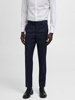 Mango Milan Slim Fit Trousers, Navy, Navy