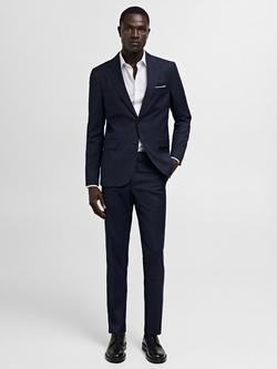 Mango Milan Slim Fit Trousers, Navy - view 2, Navy