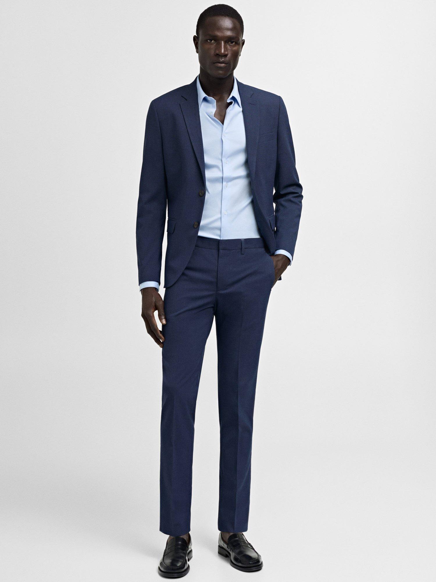Product image 2 of 8, which shows Mango Paris Super Slim Fit Trousers, Medium Blue, 30