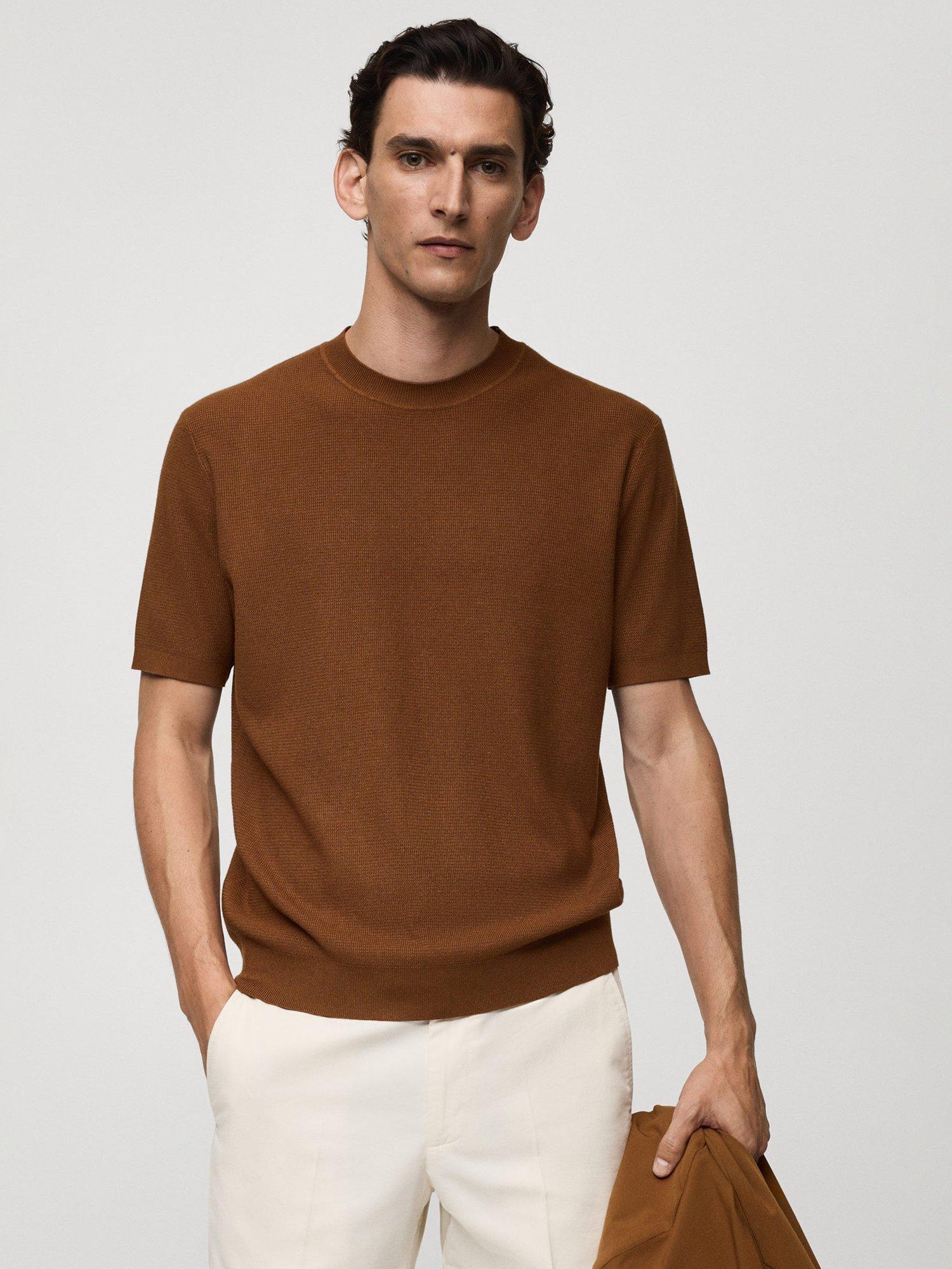 Mango Galaxia Crew Neck Tee, Medium Brown