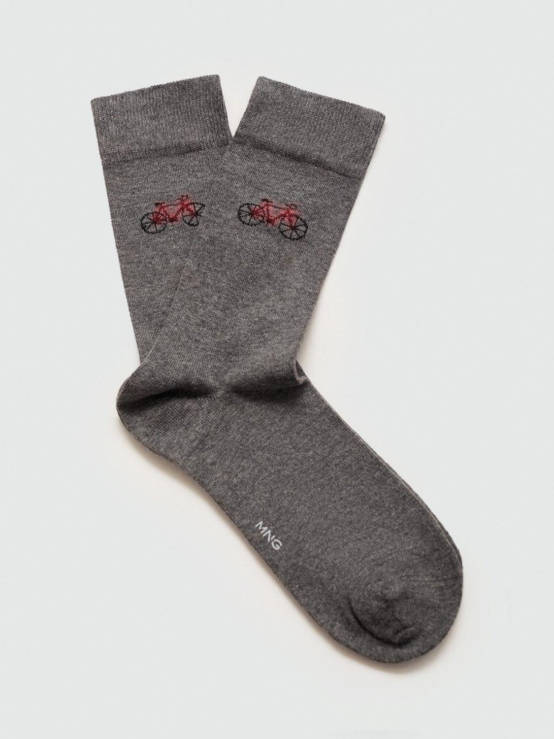 Mango Bicycle Cotton Socks, Grey