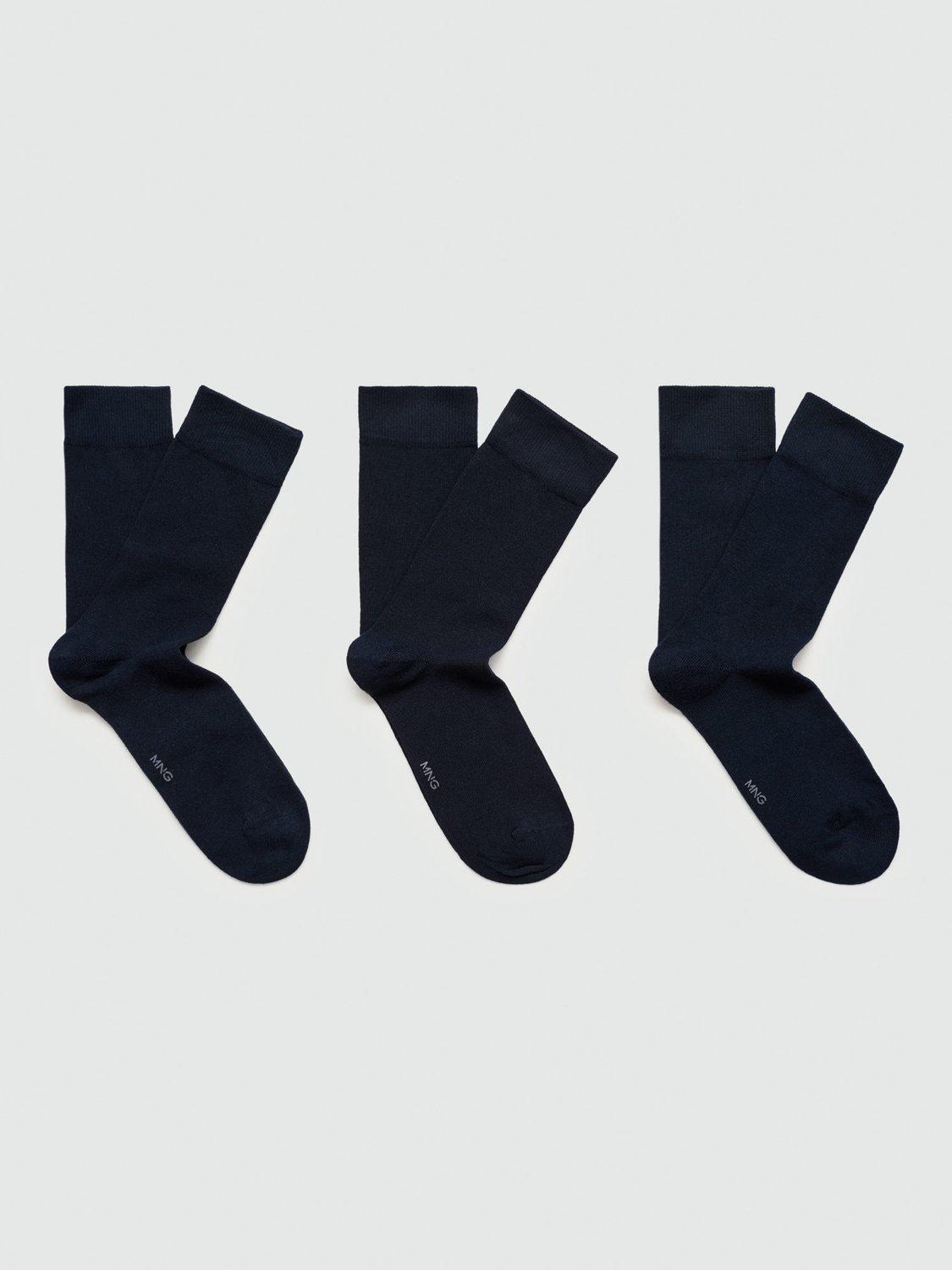 Mango Cotton Socks, Pack of 3, Navy