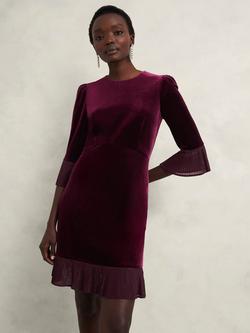 Hobbs Ashley Velvet Mini Dress, Warm Plum, Warm Plum