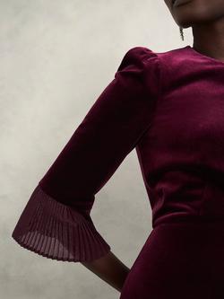 Hobbs Ashley Velvet Mini Dress, Warm Plum - view 2, Warm Plum