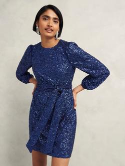 Hobbs Bette Sequin Dress, Riverside Blue, Riverside Blue