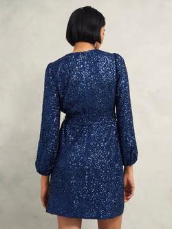 Hobbs Bette Sequin Dress, Riverside Blue - view 2, Riverside Blue