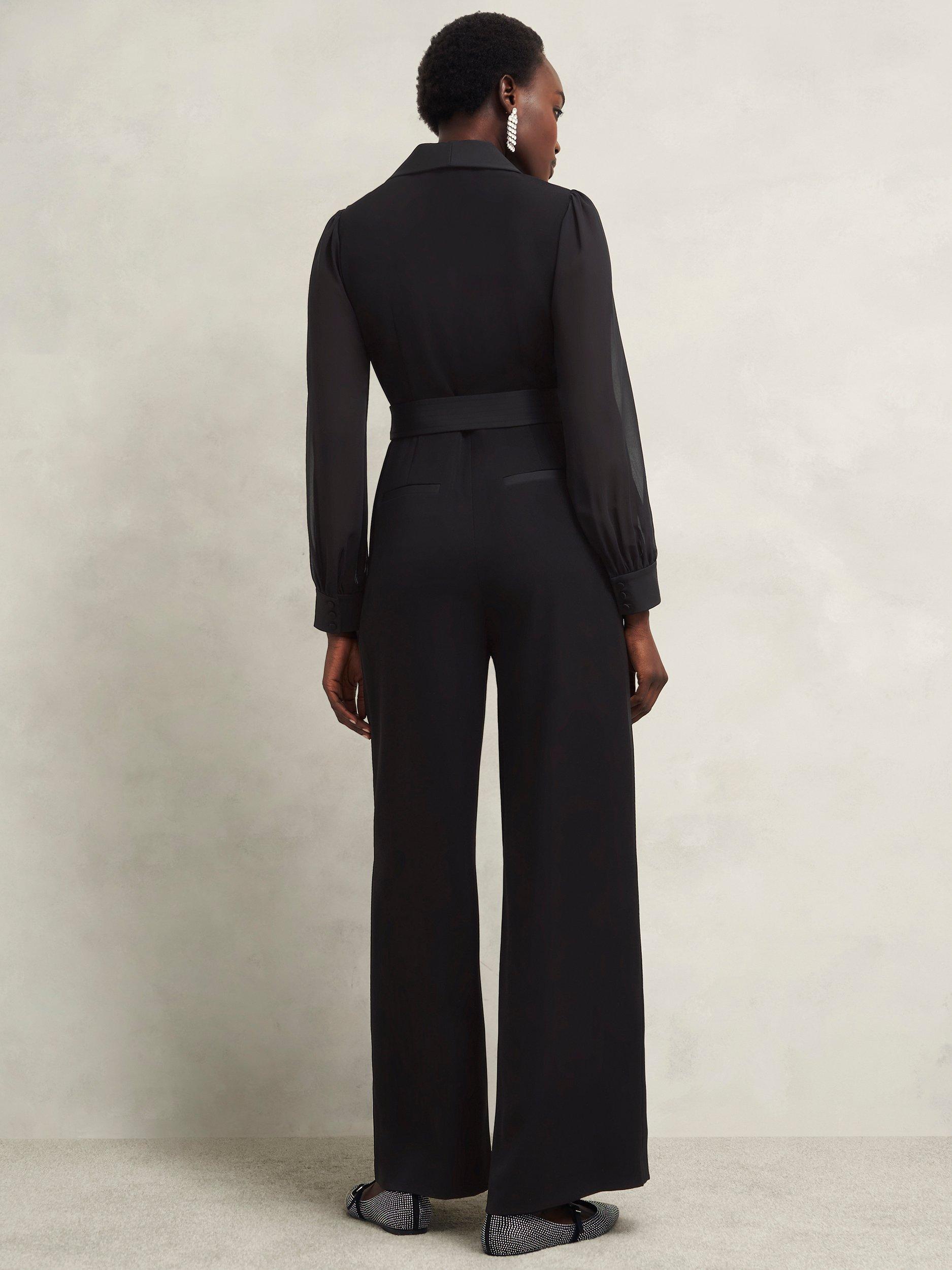 Product image 2 of 6, which shows Hobbs Maia Long Sleeve Jumpsuit, Hobbs Black, 12