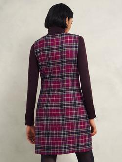 Hobbs Margot Check Pure Wool Dress, Pink/Multi - view 2, Pink/Multi